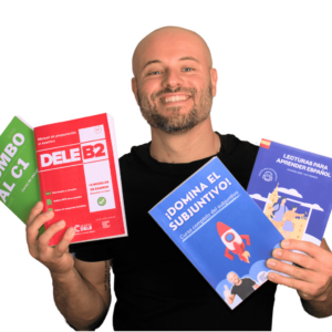 yo sujetando libros objetivo dele